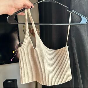 Beige Botany cream knit crop top